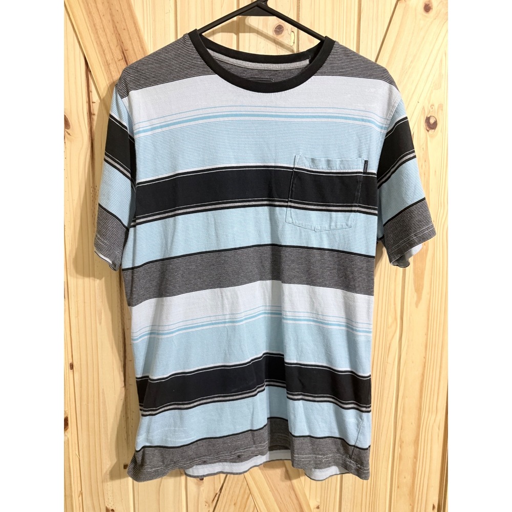 O'Neill Mens Striped Pocket T-Shirt Blue Black Short Sleeve 100% Cotton M